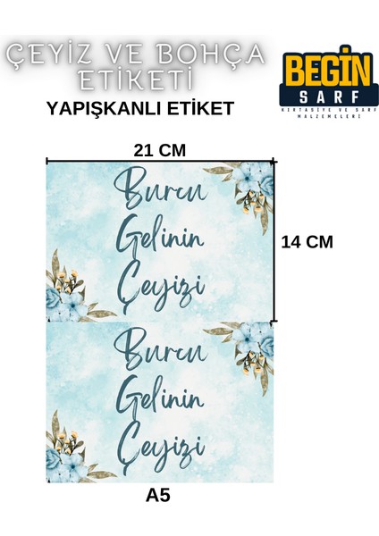 A4 A5 A6 35 Adet Çeyiz Bohça Koli Paket Etiketi Isme Özel Yapışlanlı Etiket 013