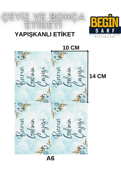 A4 A5 A6 35 Adet Çeyiz Bohça Koli Paket Etiketi Isme Özel Yapışlanlı Etiket 013