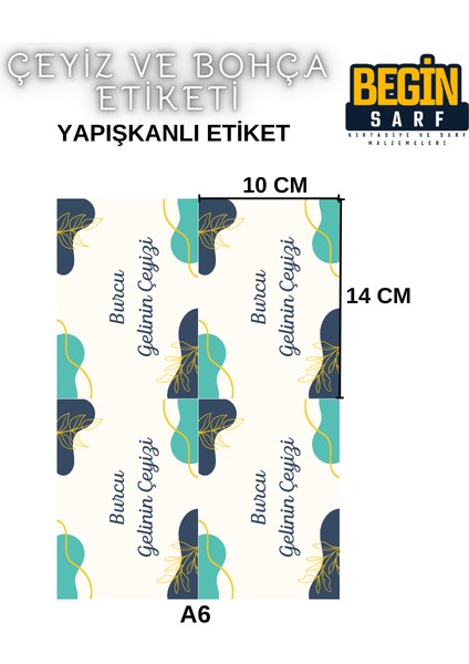 A4 A5 A6 35 Adet Çeyiz Bohça Koli Paket Etiketi Isme Özel Yapışlanlı Etiket 021