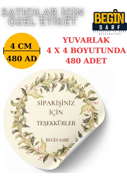 Begin Sarf 3 cm 4 cm 5 cm 6 cm Satıcılara Firmalara Özel Kendinden Yapışkanlı Etiket Yuvarlak 004