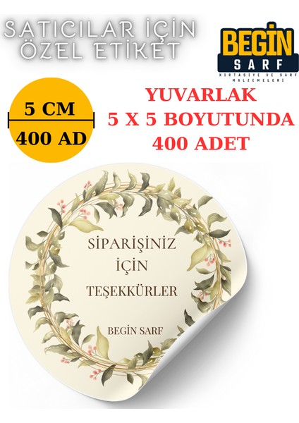 Begin Sarf 3 cm 4 cm 5 cm 6 cm Satıcılara Firmalara Özel Kendinden Yapışkanlı Etiket Yuvarlak 004