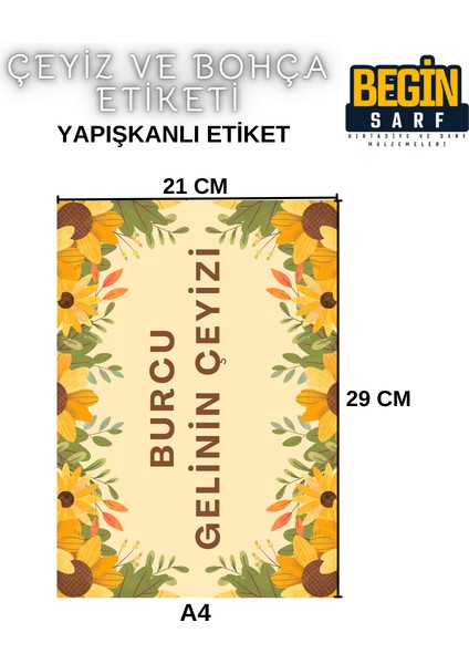 A4 A5 A6 35 Adet Çeyiz Bohça Koli Paket Etiketi Isme Özel Yapışlanlı Etiket 011