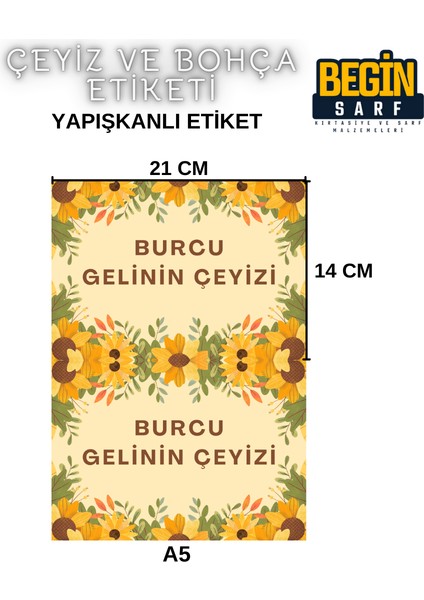 A4 A5 A6 35 Adet Çeyiz Bohça Koli Paket Etiketi Isme Özel Yapışlanlı Etiket 011