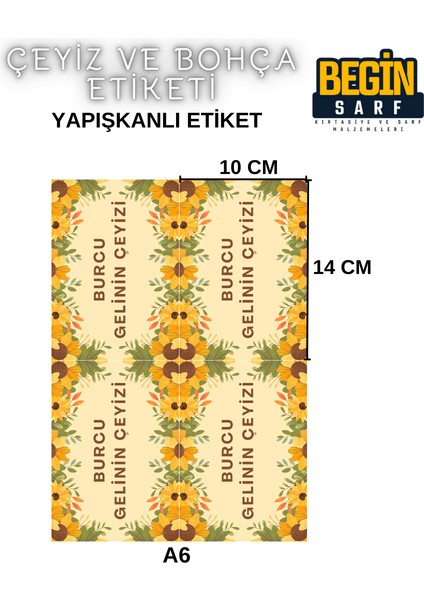 A4 A5 A6 35 Adet Çeyiz Bohça Koli Paket Etiketi Isme Özel Yapışlanlı Etiket 011