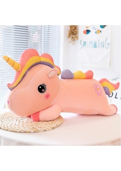 80CM Sevimli Tek Boynuzlu Uyku Yastığı Kız Süper Sevimli Peluş Oyuncak Bez Kız Yatak Yastık (Yurt Dışından)