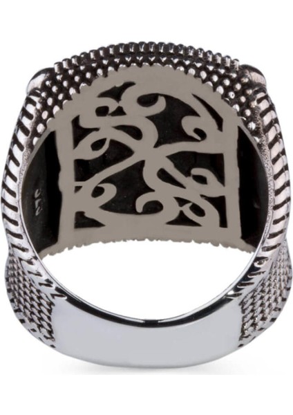 925 Ayar Gümüş Siyah Oniks Taşlı Ay Yıldızlı Erkek Yüzük indirimleri