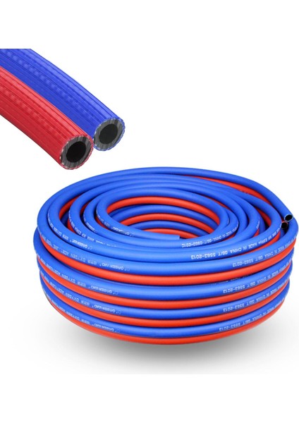 Çelik Oksijen Hava Hortumu 8 mm Çiftli Twin Termo Hortum 5 Metre