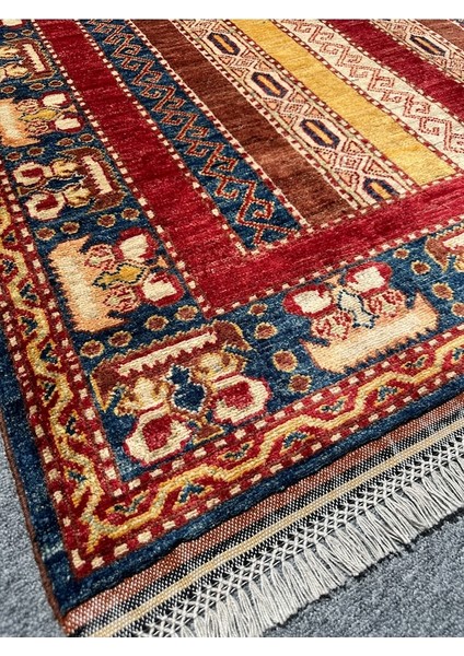 El Dokuma Şal Halısı 160X200 Renkli %100 Yün Kök Boya