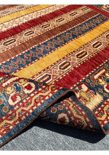 El Dokuma Şal Halısı 160X200 Renkli %100 Yün Kök Boya