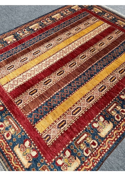 El Dokuma Şal Halısı 160X200 Renkli %100 Yün Kök Boya