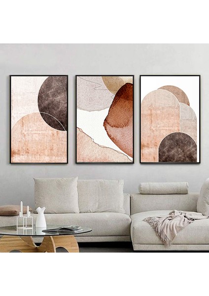 Geometrik Tasarım Metal Çerçeveli Tablo Seti Siyah