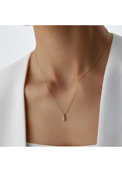 Minimal Ananas Altın Kolye