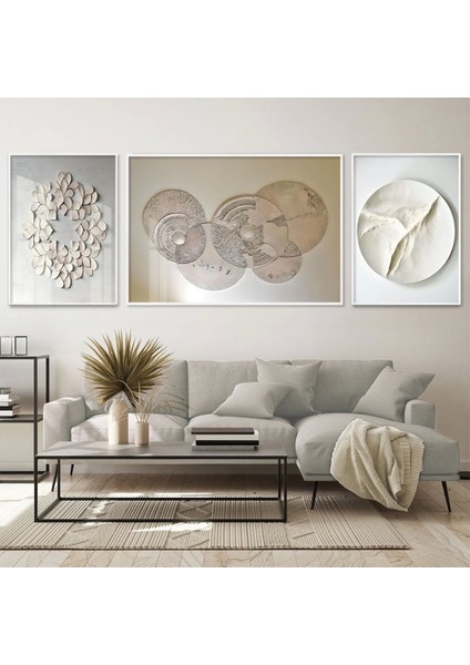 Geometrik Ilham; Modern Metalik Üçlü Metal Çerçeveli Tablo Seti /s