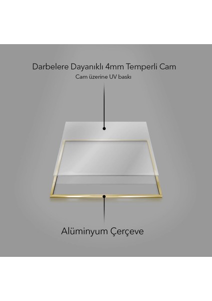 Mineral Mavisi Elegansı - Altın Dokunuşlu Doğa Üçlü Metal Çerçeveli Tablo Takımı