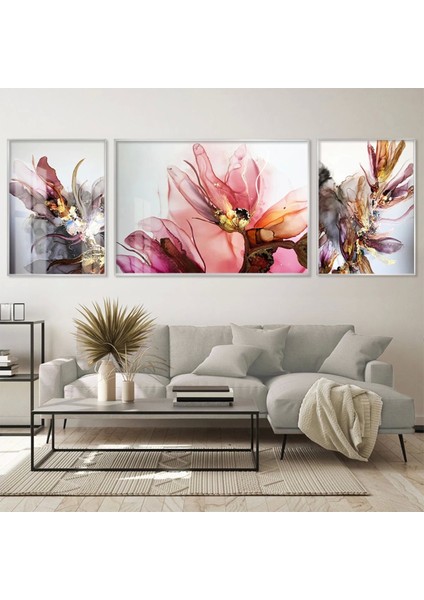 Rüya Bahçesi; Büyüleyici Merkezi Metal Çerçeveli Üçlü Tablo Seti /s