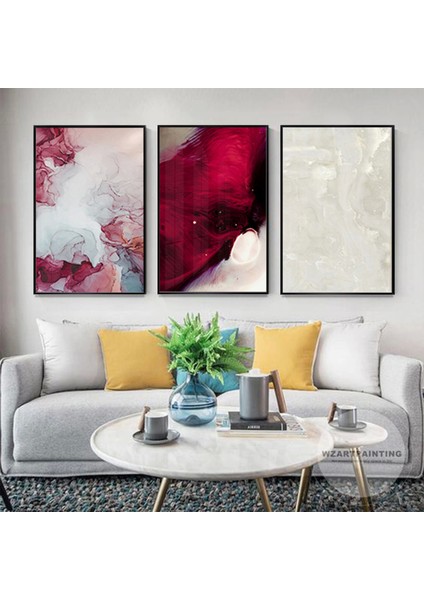 Soyut Tasarım Metal Çerçeveli Tablo Seti Siyah /s