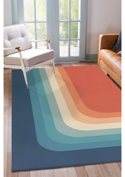 Gökkuşağı Desen Dijital Baskılı Kaymaz Zenit Halı