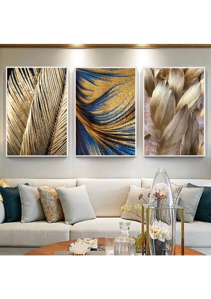 Yumuşak Dokular ve Altın Yansımalar: Dekoratif Metal Çerçeveli Tablo Seti /s