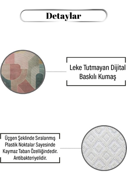 Dağınık Renkli Geometrik Desen Dijital Baskılı Kaymaz Zenit Halı