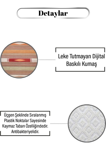 Renkli Bohem Desen Dijital Baskılı Kaymaz Zenit Halı