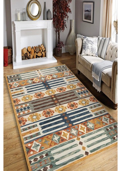 Vintage Desen Dijital Baskılı Kaymaz Zenit Halı