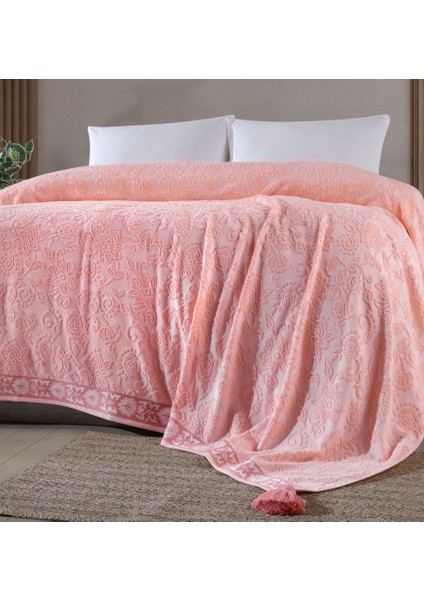 Stella Jakarlı Havlu Tek Kişilik Pike 160X230 cm Şeftali / Mercan