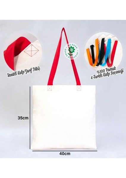 I Love Alanya Kırmızı Renkli Kulp Gabardin Bez Çanta 40X35CM, Baskılı Omuz Çantası, Alışveriş Çantası, Plaj Çantası fiyatları