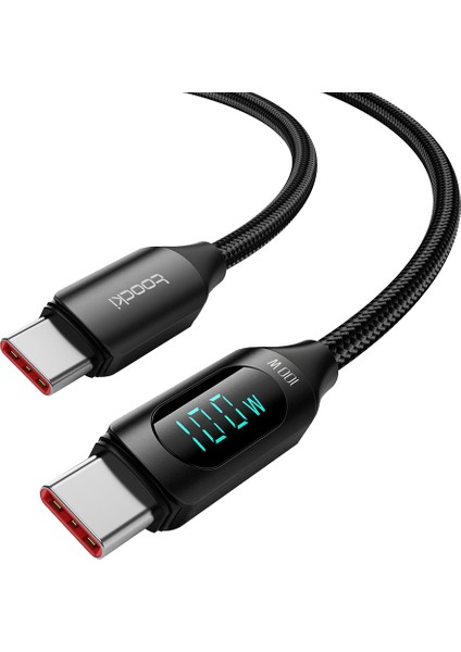 100W Type-C To Type-C Dijital Ekran Hızlı Data/şarj Kablosu 1.m Macbook Xiaomi Samsung Uyumlu