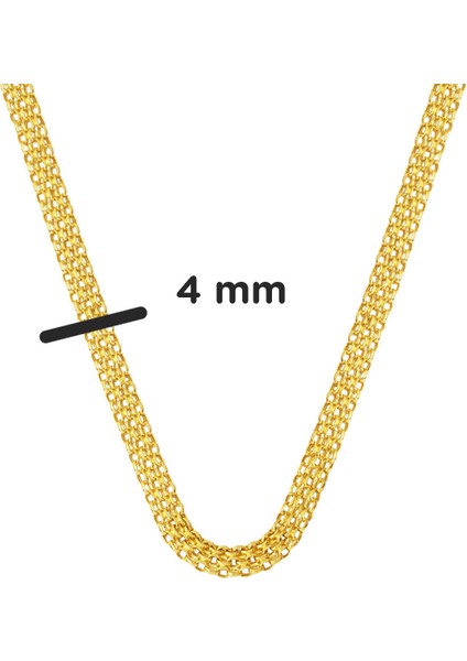 Örgü 14 Ayar Altın Zincir Kolye 4 Mm. 55 Cm.