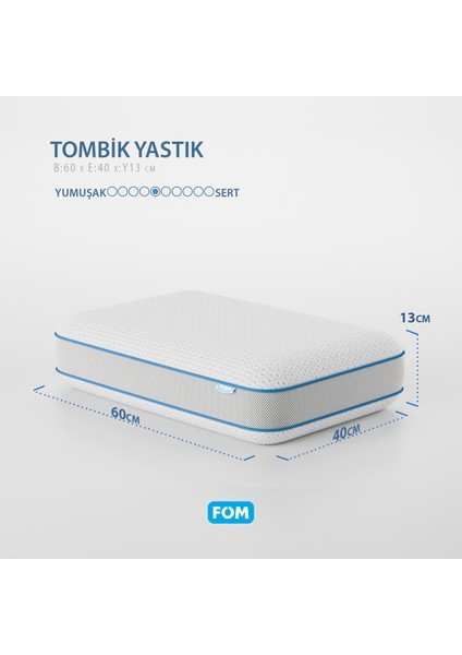 Tombik Full Ortopedik Masaj Etkili Konforlu Visco Yastık, Ortopedik, 60 X 40 X 13, Beyaz