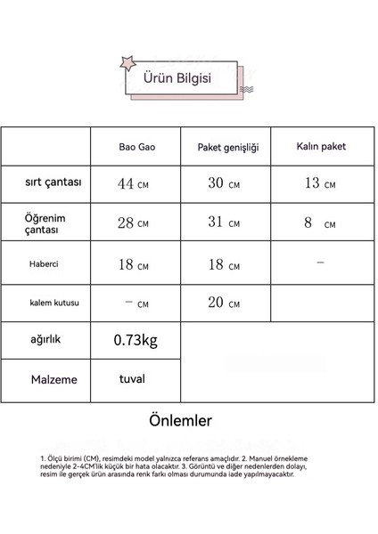 Okula Dönüş Malzemeleri Dört Parçalı Okul Çantası Seti (Yurt Dışından)