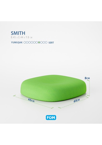 Smith Visco Konforlu ve Rahatlatıcı Oturma Simidi Yastık, Ortopedik, 45 x 44 x 8, Yeşil