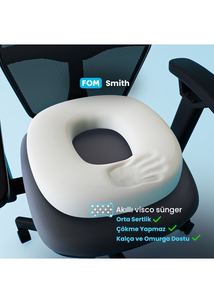 Smith Visco Konforlu ve Rahatlatıcı Oturma Simidi Yastık, Ortopedik, 45 x 44 x 8, Yeşil