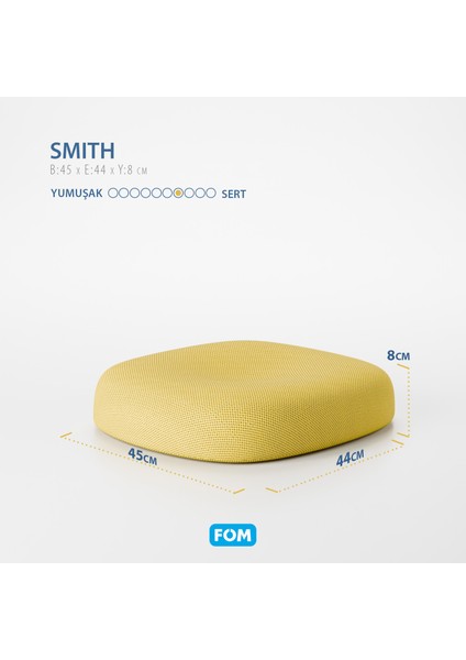 Smith Visco Konforlu ve Rahatlatıcı Oturma Simidi Yastık, Ortopedik, 45 x 44 x 8, Sarı