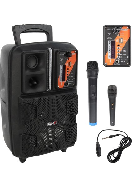 Midex 150 Watt Mikrofonlu Karaoke Eğlence Işıklı Ses Sistemi MXR-150 (Bluetooth Kayıt Usb Şarjlı)