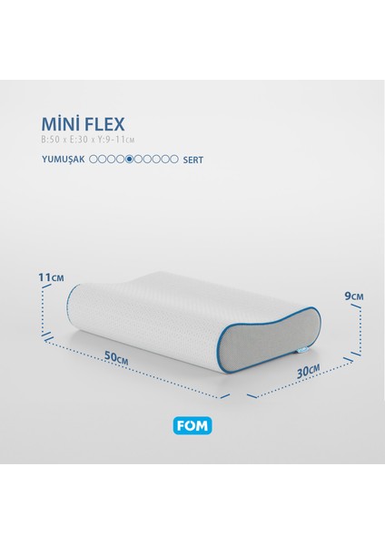 Mini Flex Visco Çocuk Ve Seyahat Uyku Yastık, Ortopedik, 50 X 30 X 11/9, Beyaz