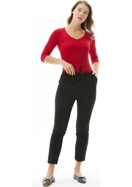 Beli Tam Lastikli Bağcıklı Pantolon