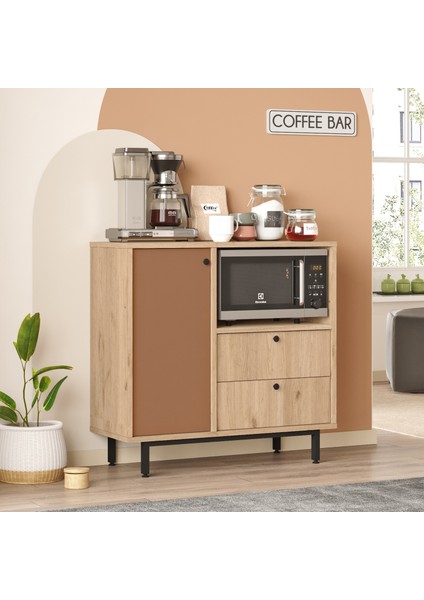 Mocha Kahve Köşesi Çok Amaçlı Dolap Mutfak Dolabı Sepet-Kiremit