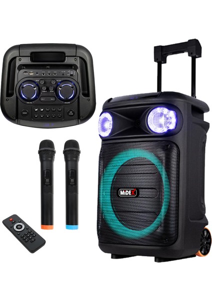 MXR-1100HX Taşınabilir Seyyar Portatif 3 Mikrofonlu Işıklı Ses Sistemi Hoparlör (1100 Watt) indirimleri