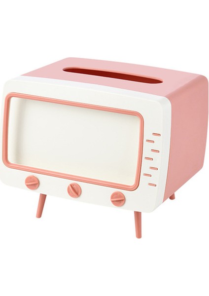 Pembe Tarzı Tissue Box Sevimli Masaüstü Tv Modelleme Pratik Eldiven Kutusu Yükseklik Artırıcı Kâğıt Havlu Tabanı (Yurt Dışından)