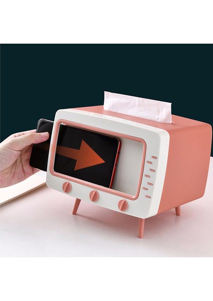 Pembe Tarzı Tissue Box Sevimli Masaüstü Tv Modelleme Pratik Eldiven Kutusu Yükseklik Artırıcı Kâğıt Havlu Tabanı (Yurt Dışından)