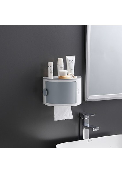 Gri1 Stili Duvara Monte Ev Su Geçirmez Raf Kağıt Havlu Eşya Depolama Kutusu Büyük Depolama Alanı Raf Banyo Kozmetik Masası Malzemeleri (Yurt Dışından)