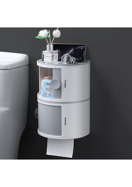 Gri1 Stili Duvara Monte Ev Su Geçirmez Raf Kağıt Havlu Eşya Depolama Kutusu Büyük Depolama Alanı Raf Banyo Kozmetik Masası Malzemeleri (Yurt Dışından) fırsatları