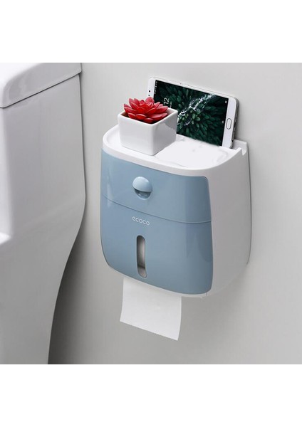 Mavi Stil Duvara Monte Banyo Tuvalet Su Geçirmez Kağıt Havlu Kutusu Çekmeceli Plastik Çok Katlı Kağıt Havlu Tutucu Depolama Kutusu Ürün (Yurt Dışından)