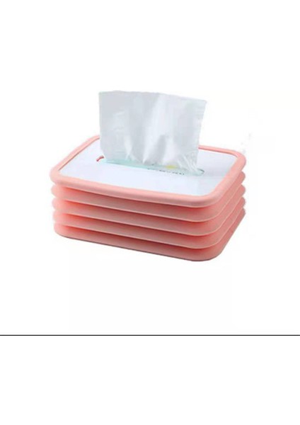 Pembe Tarzı 19.5X13.3X2.5CM Yaratıcı Sıkılabilir Doku Kutusu Silikon Kağıt Kutusu Otomatik Basma Ev Çekmeceleri Banyo Kağıt Kutusu (Yurt Dışından)