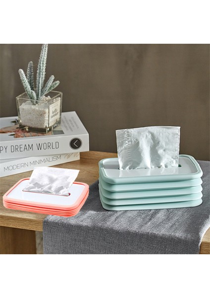 Pembe Tarzı 19.5X13.3X2.5CM Yaratıcı Sıkılabilir Doku Kutusu Silikon Kağıt Kutusu Otomatik Basma Ev Çekmeceleri Banyo Kağıt Kutusu (Yurt Dışından)