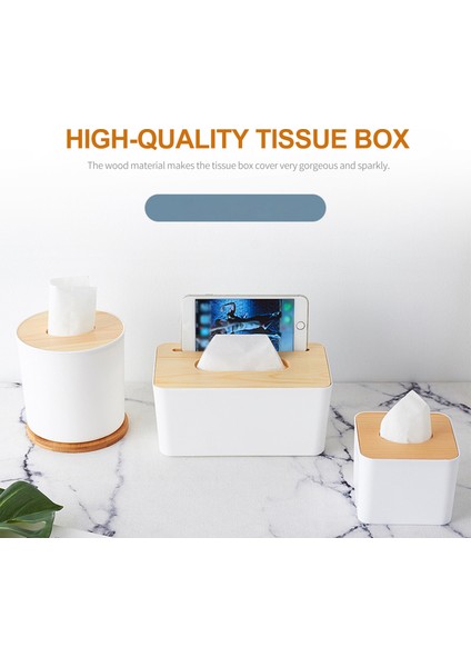 Tip 1 Yuvarlak Stil Taşınabilir Kağıt Havlu Dağıtıcısı Ahşap Mendil Kutusu Kapak Tezgahlar Banyo Tuvalet Kağıt Kutusu Mutfak Kağıt Çekme Dağıtıcısı (Yurt Dışından)