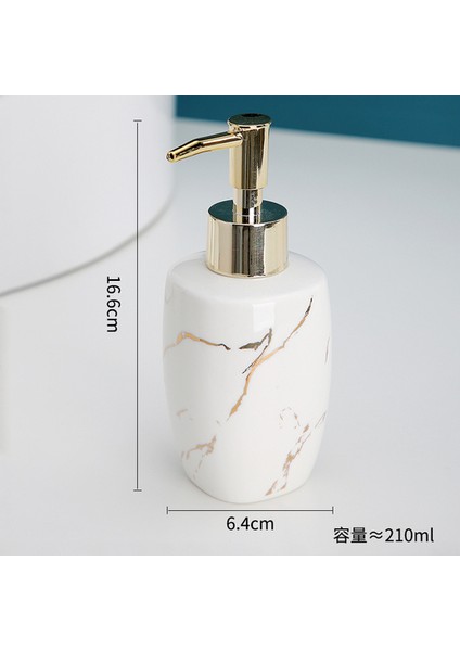 E-210ML Stili Avrupa Tarzı Seramik Mermer Desenli Losyon Şişesi Ev Banyo Duş Jeli Şampuan Şişesi Sabunluk Banyo Aksesuarları (Yurt Dışından)