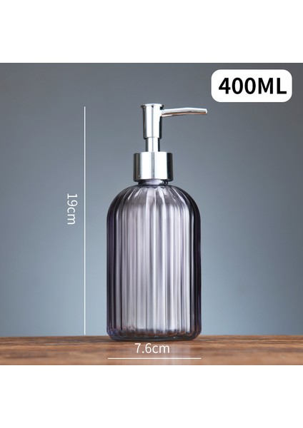 Gri Stil Yüksek 400ML Kapasiteli Manuel Sabunluk Temiz Cam El Dezenfektan Şişe Konteyner Basın Boş Şişeler Banyo (Yurt Dışından)