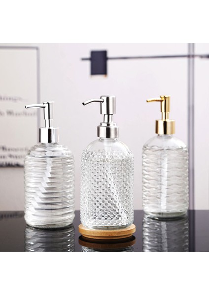 C Stili 400NL 400ML Cam Vintage Manuel Basınçlı Sıvı Sabunluk Banyo Lavabo Aksesuarı Büyük Kapasiteli Kaymaz Beyaz Gümüş Rengi (Yurt Dışından) indirimleri